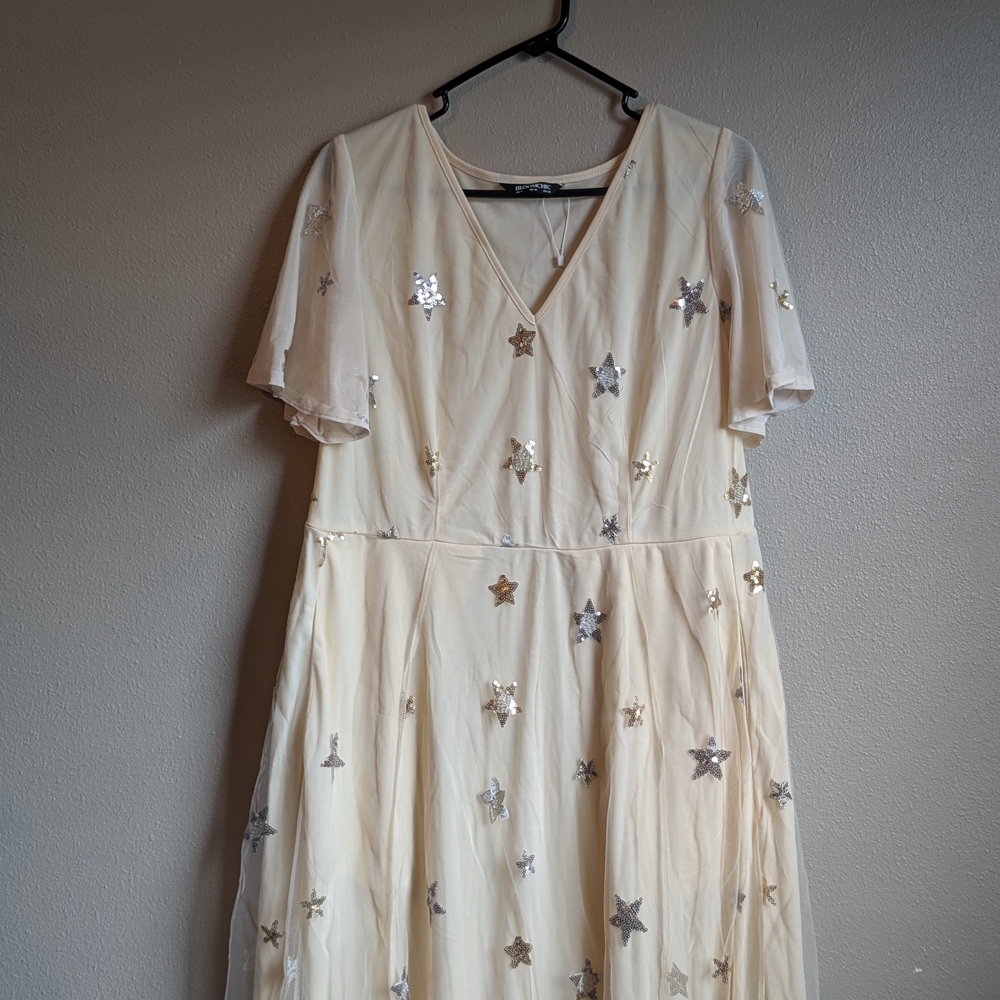 BloomChic Cream Dress with Silver Star Accents - Picture 2 of 5